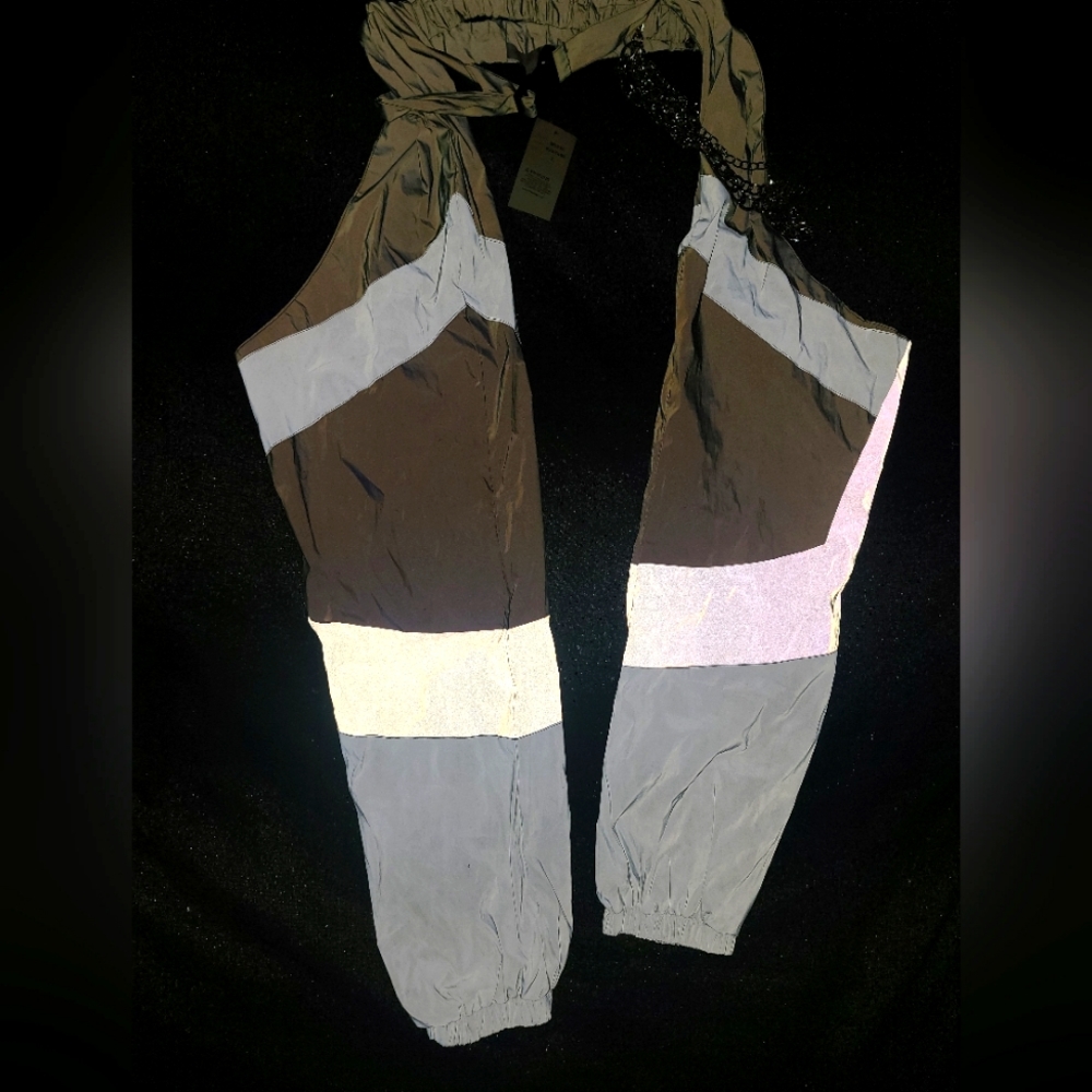 Hot and Delicious Large rave chaps black silver and white